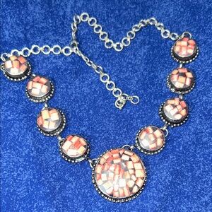 Women’s Coral Mosaic Statement Necklace - Unbranded